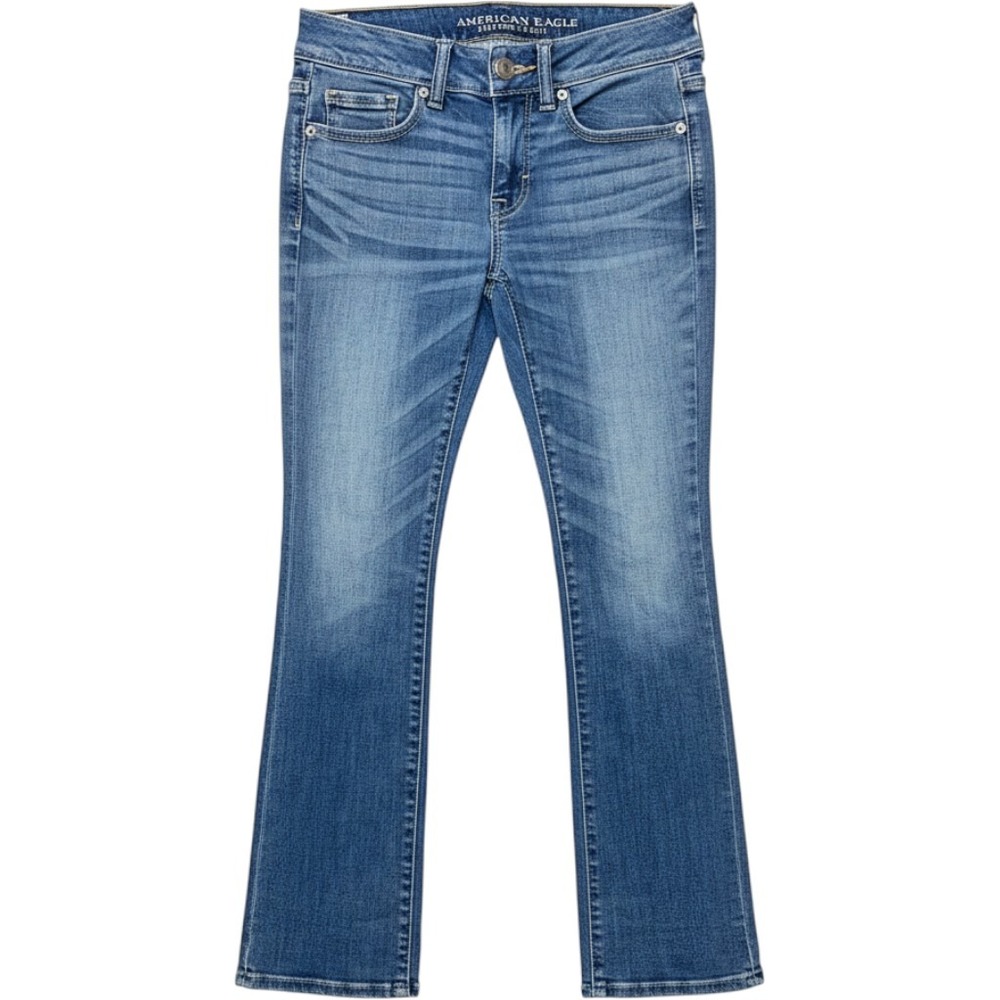 American Eagle Kick Boot Jeans Womens 2 Short Blue Good Super Stretch 5273400099
